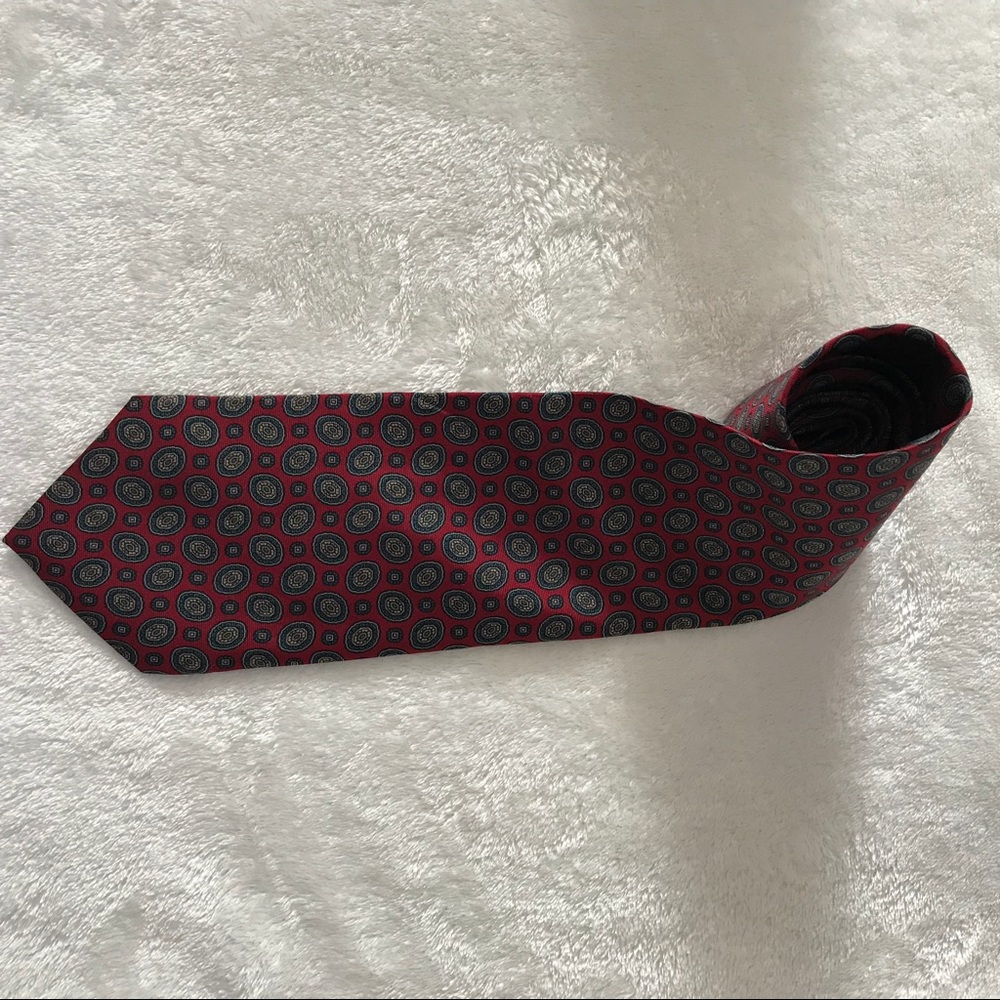 Ty-Button Vincent Pileggi Red & Blue Silk Tie